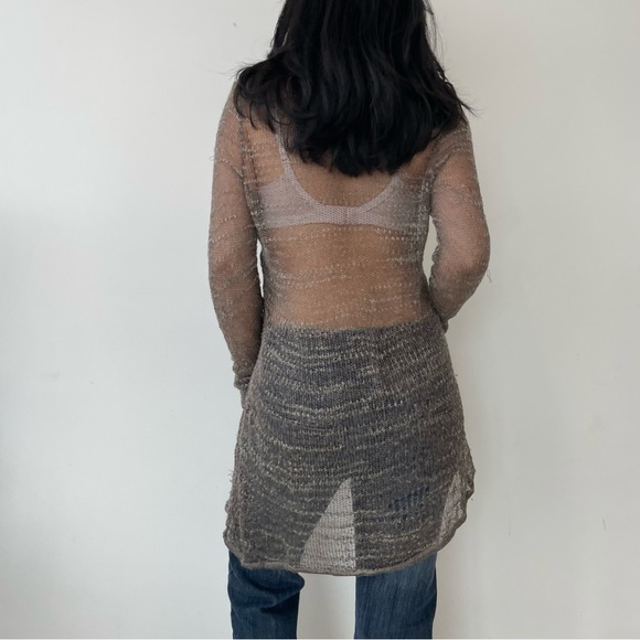 Helmut Lang Grey Long Sleeve V Neck Asymmetrical Knit - Large - Picture 5 of 5